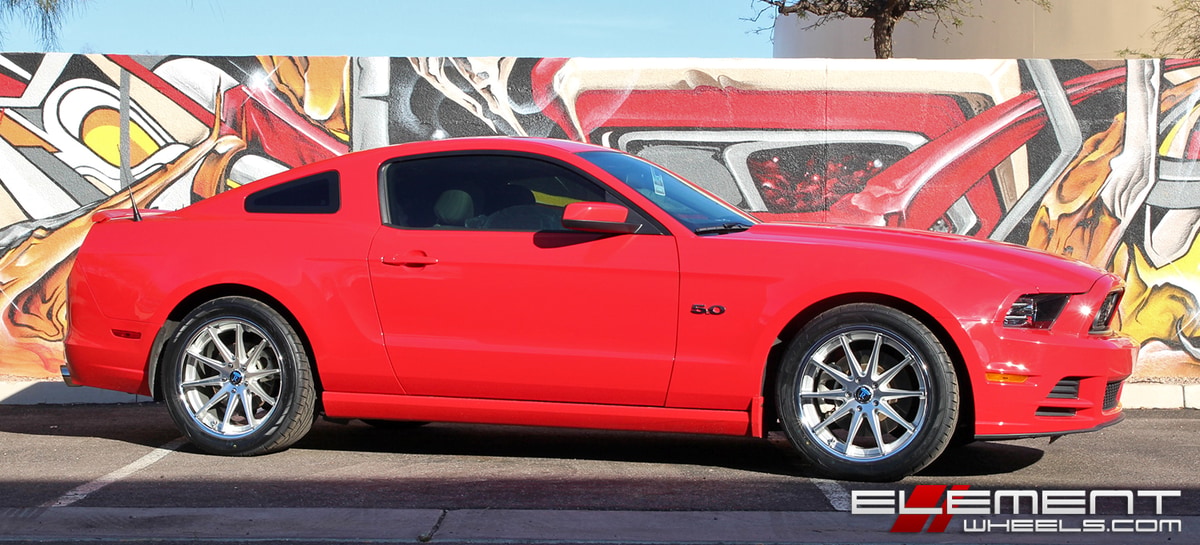 19 inch Staggered Rohana RC10 Silver Machined w/ Chrome Stainless Steel Lip on 2014 Ford Mustang GT w/ Specs
