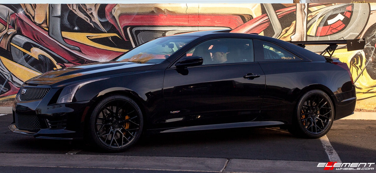19 inch Staggered Variant Radon Gloss Piano Black on a 2016 Cadillac ATS-V