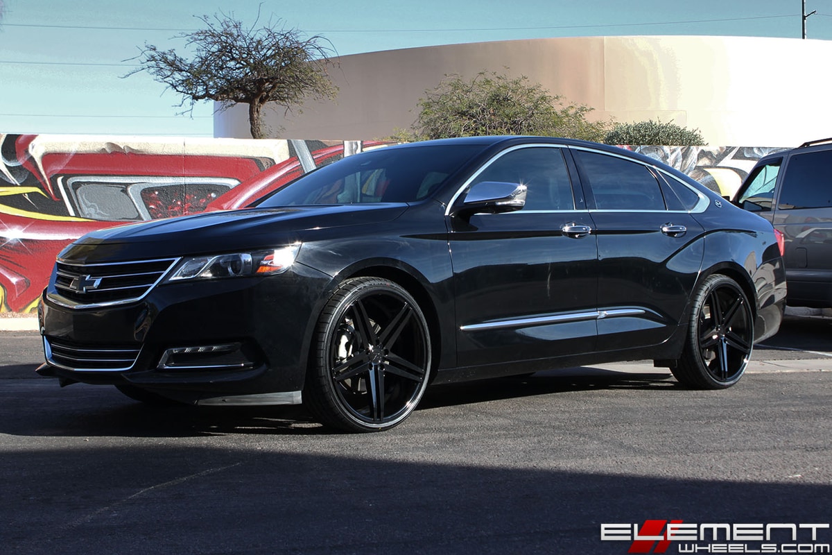 22x9 Verde V39 Parallax All Gloss Black on a 2016 Chevy Impala LTZ w/ Specs