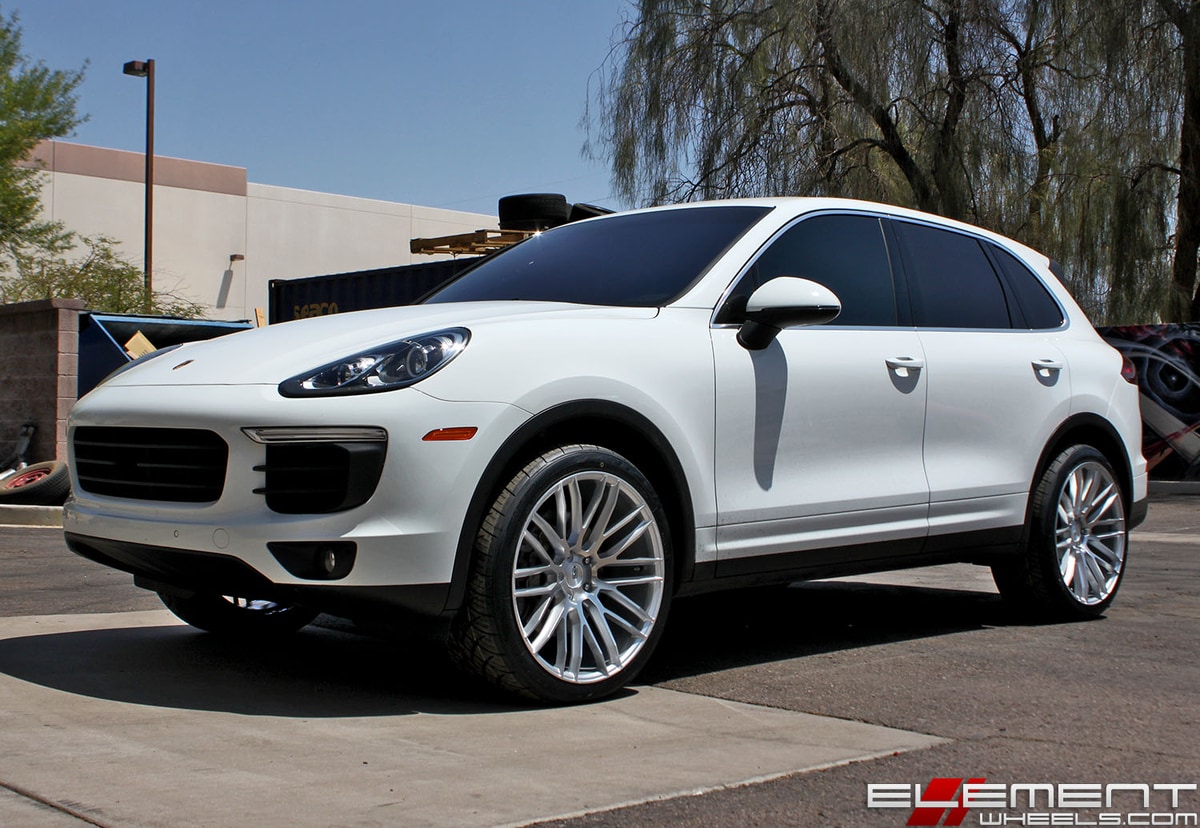 22x10.5 Savini Black Di Forza BM13 Brushed Silver on a 2016 Porsche Cayenne S w/ Specs