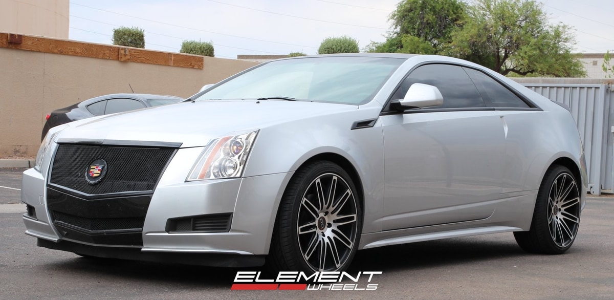 20 inch Staggered Blaque Diamond BD-2 Matte Black w/Machined Face on 2011 Cadillac CTS Coupe w/ Specs