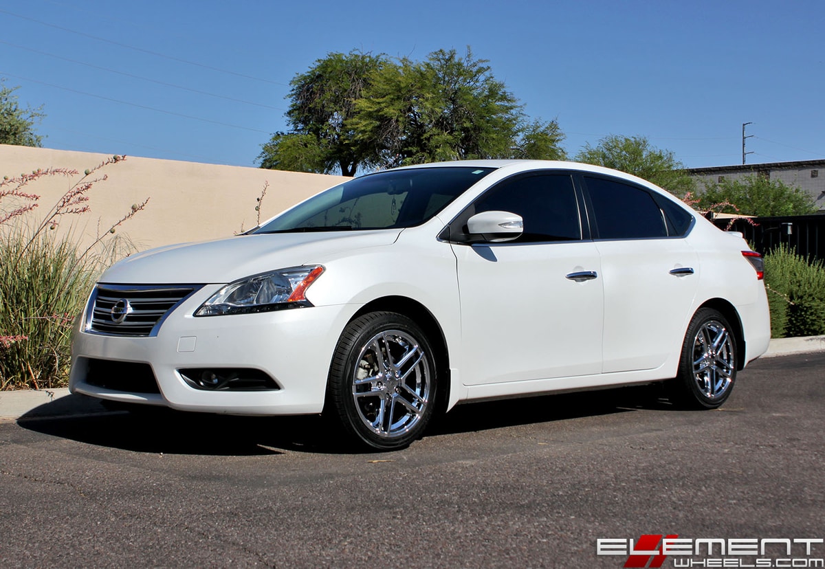 17x7.5 American Racing AR907 PVD Chrome on a 2017 Nissan Sentra w/ Specs