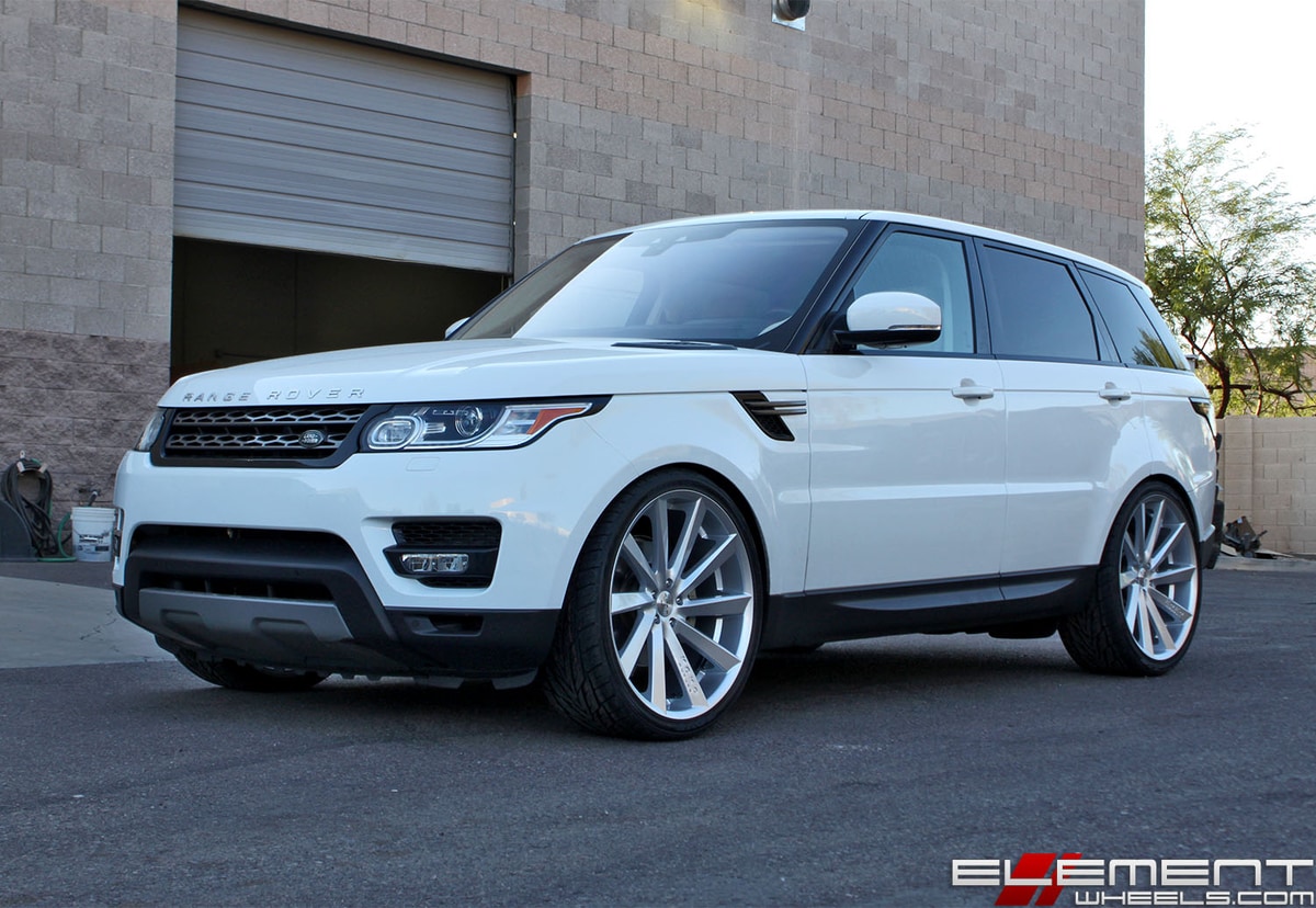 24x10 Koko Kuture Kapan Gloss Silver on a 2017 Land Rover Ranger Rover Sport w/ specs