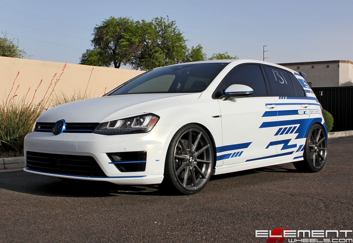 20x9 Variant Argon Brushed Titanium (Flow Forged) on a 2017 VW Golf R w/ Specs