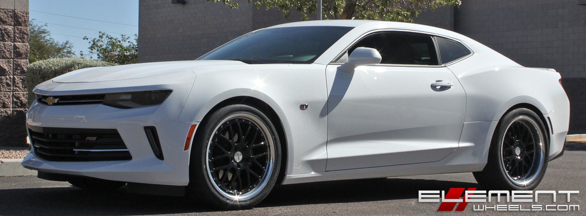 20 inch Staggered TSW Valencia Gloss Black w/ Mirror Lip on a 17 Chevrolet Camaro RS w/ Specs