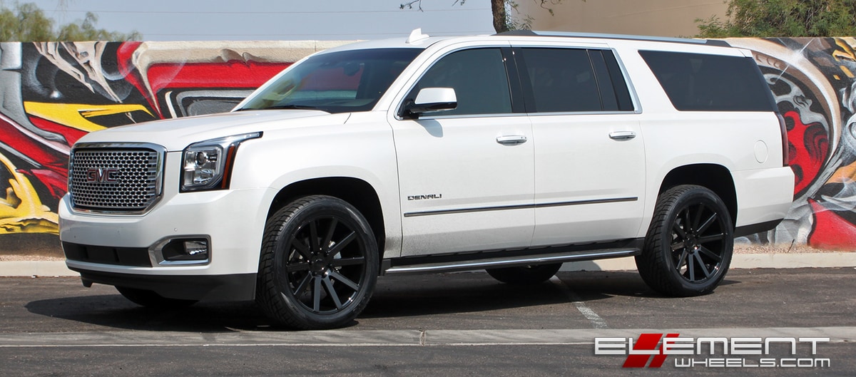 22x9.5 DUB Shot Calla Gloss Black S219 on a 2017 GMC Yukon w/ Specs