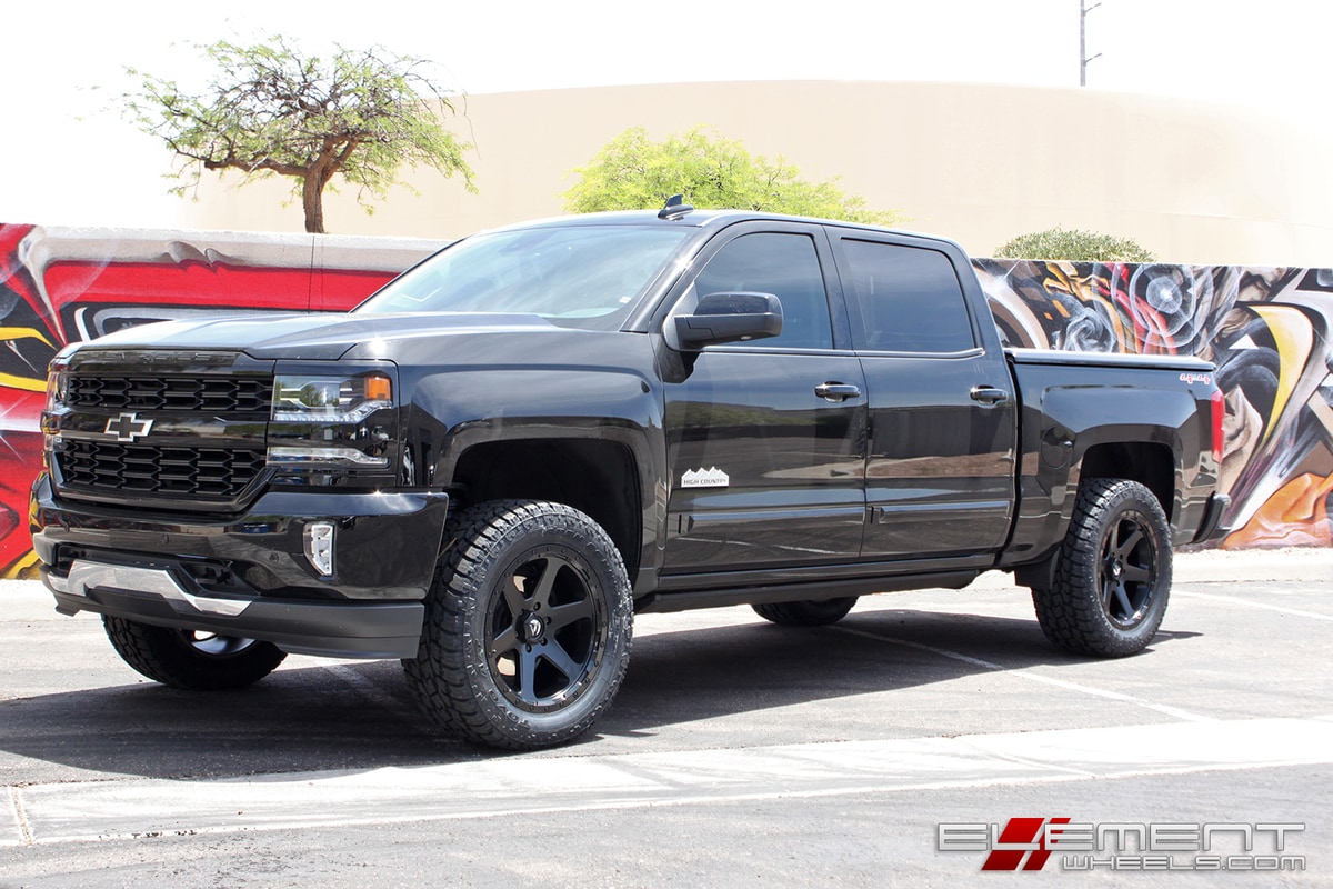 20x9 Fuel Ripper Matte Black w/ Gloss Lip on 2017 Chevy Silverado 1500 w/ Specs