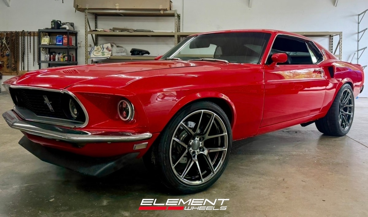 19x10 | 20x10.5 Staggered Ace Alloy AFF02 Black Chrome (Flow Formed) on 1964-1973 Ford Mustang 5-Lug