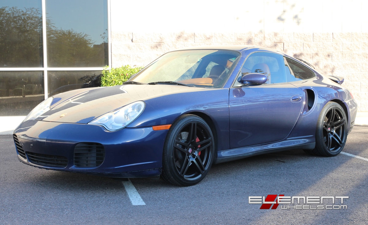 19 in. Staggered All Black Roderick RW5 on 2001 Porsche 911 996 Turbo w/ Specs