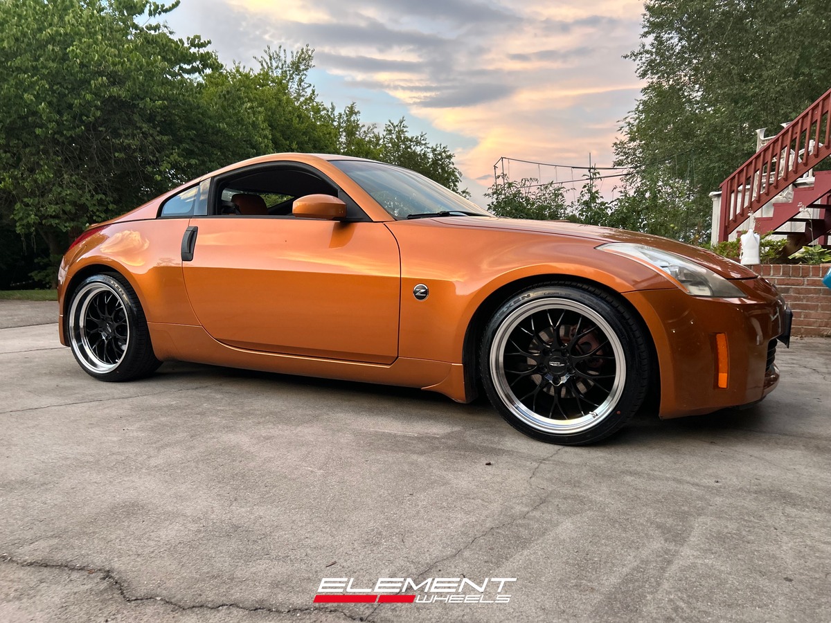 19x8.5 | 19x10 Staggered Ace Alloy AFF10 Gloss Piano Black w/ Diamond Lip (Flow Formed) on 2003-2008 Nissan 350Z