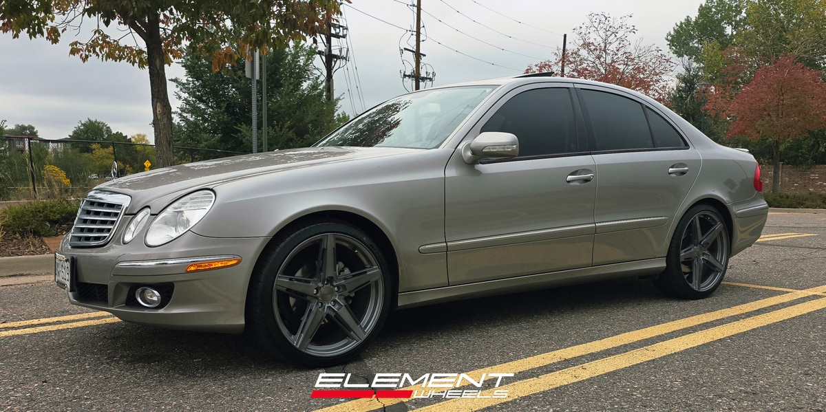 20x8.5 Modern Luxury MLF10 Brushed Titanium (Flow Formed) on 2003-2009 Mercedes Benz E Class Sedan