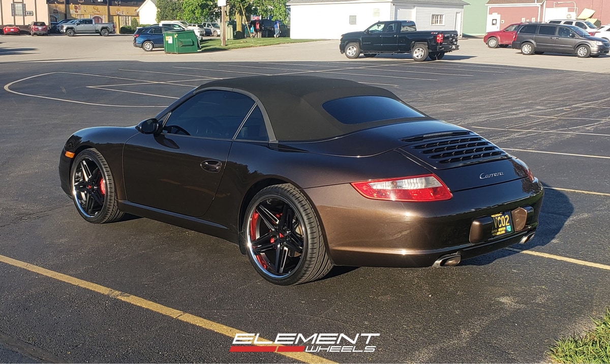 20x8.5 | 20x11 Staggered Ferrada CM1 Matte Black w/ Chrome Lip (CUSTOM) on 2005-2012 Porsche 911 Carrera 997 Base/S