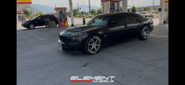 20x9 | 20x11 Staggered Ace Alloy AFF06 Liquid Silver Machined Lip (Flow Formed)  on 2006-2010 Dodge Charger RWD