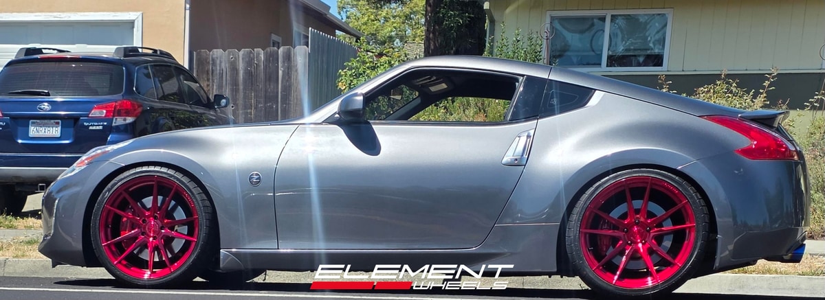 20x10 | 20x11 Staggered Rohana RFX2 Gloss Red (Cross Forged) on 2009-2020 Nissan 370Z