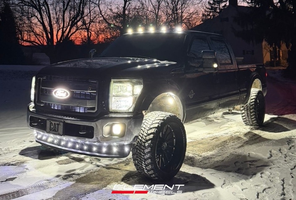 24x12 Hardcore Off-Road HC24 Gloss Black Milled on 2011-2016 Ford F-250/350