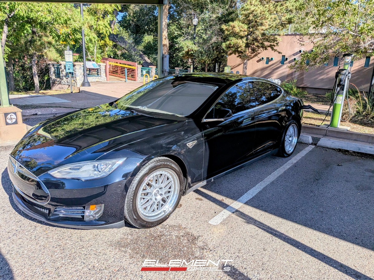 19x8.5 Aodhan AH02 Silver w/ Machined Lip on 2012-2020 Tesla Model S