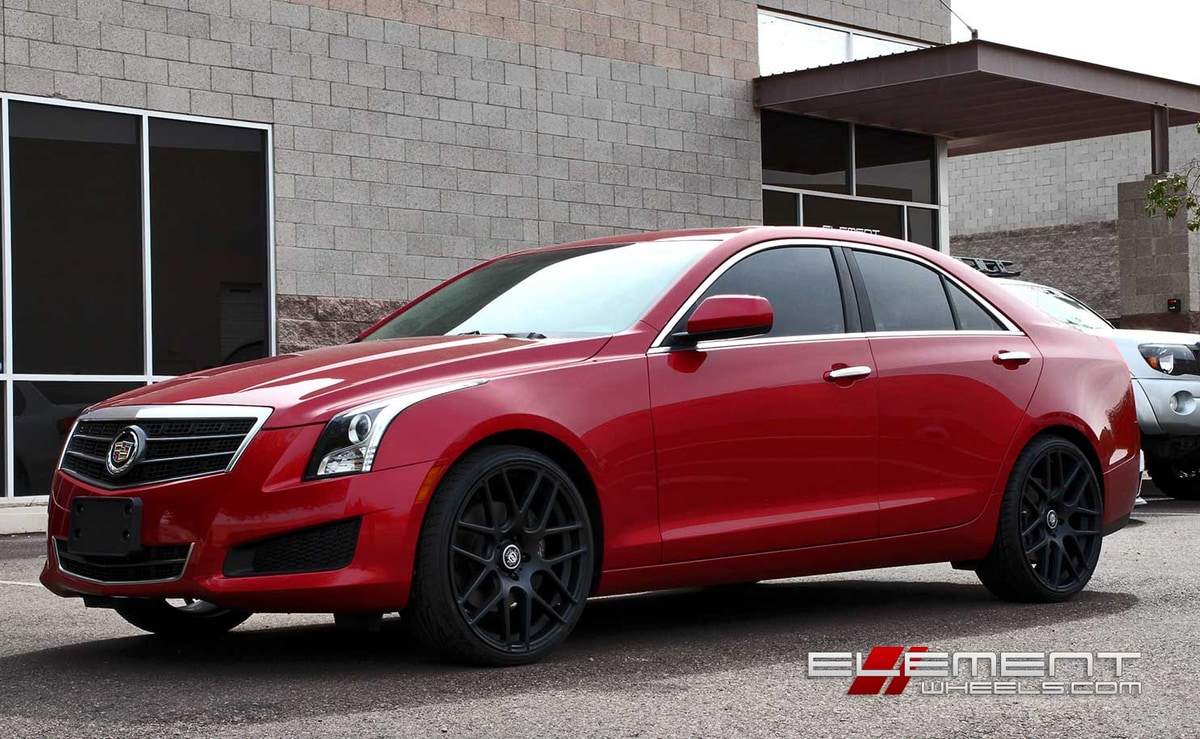 20 inch Curva C7 Matte Black wheels On 2013 Cadillac ATS 2.0T Sedan w/ Specs