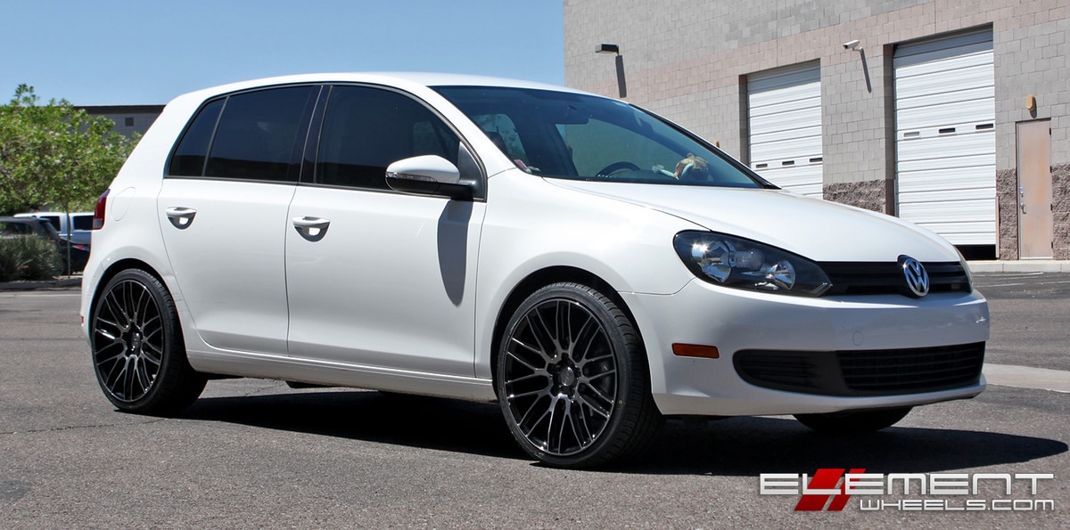 19x8.5 Black Di Forza BM-13 Gloss Black w/ Double Dark Tint Face 2013 VW Golf w/ Specs