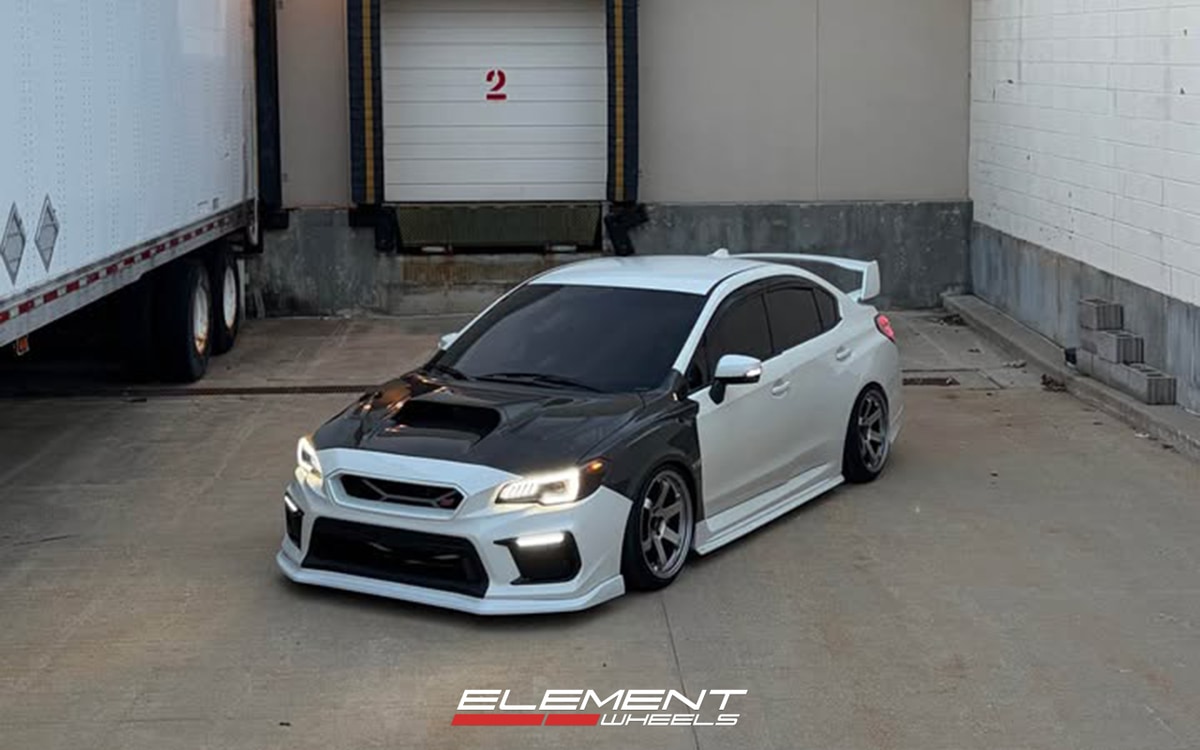 18x9.5 AVID.1 AV-06 Hyper Black on 2015-2021 Subaru WRX STI