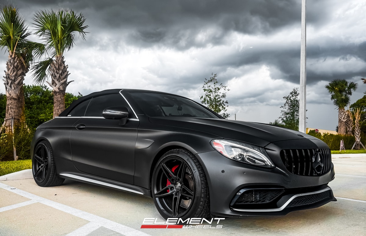19x9.5 | 20x10.5 Staggered Ace Alloy AFF01 All Matte Black (Flow Formed) on 2015-2023 Mercedes Benz C 63 AMG Coupe