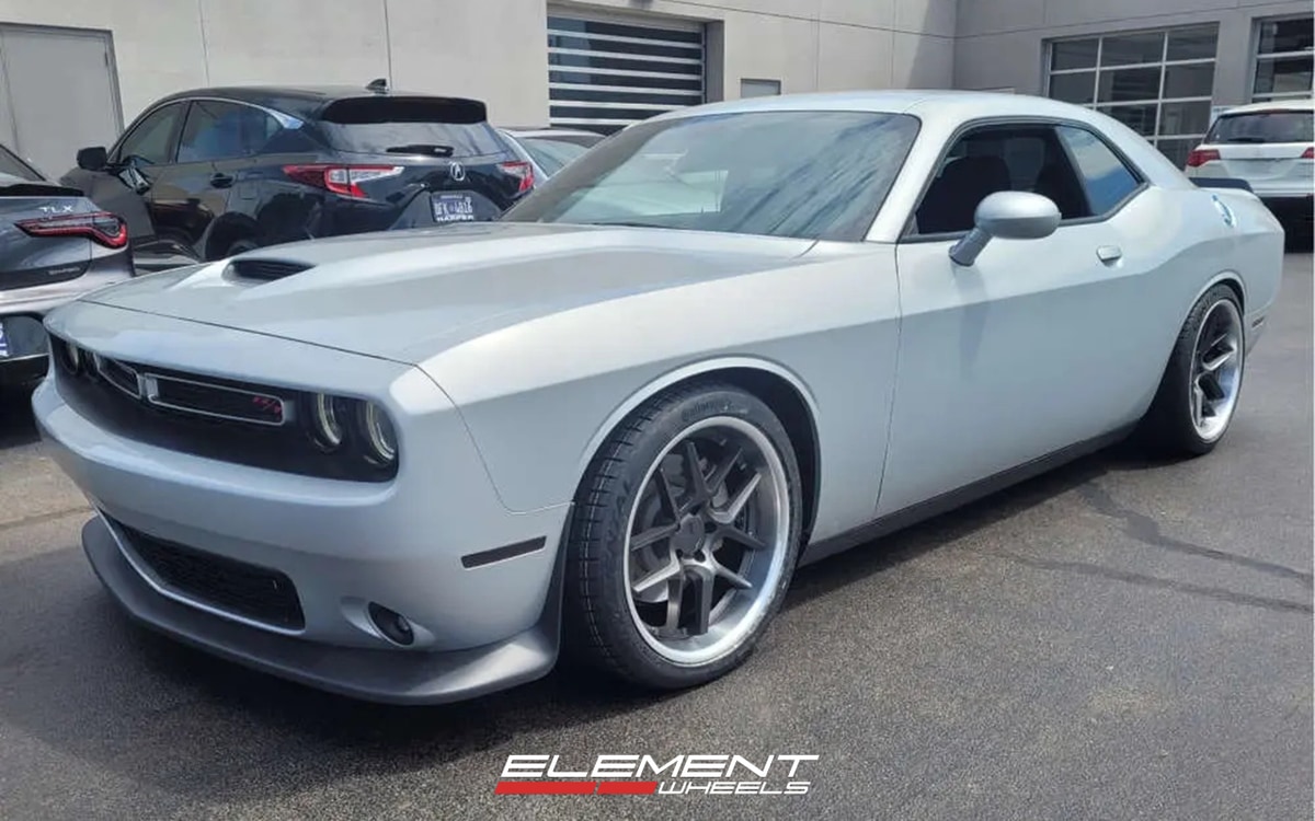 20x9.5 | 20x11 Staggered American Racing AR942 Matte Gunmetal w/ Machined Lip on 2015-2025 Dodge Challenger RWD