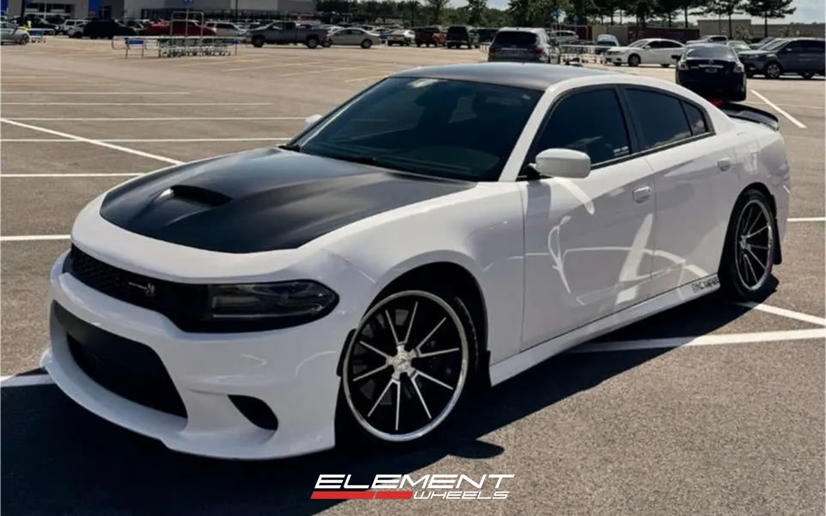 20x9 | 20x10.5 Staggered Ferrada CM2 Machine Black w/ Chrome Lip  on 2015-2025 Dodge Charger RWD