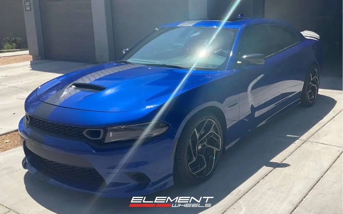 20x9 | 20x10.5 Staggered Marquee M1002 Gloss Black Milled on 2015-2025 Dodge Charger RWD