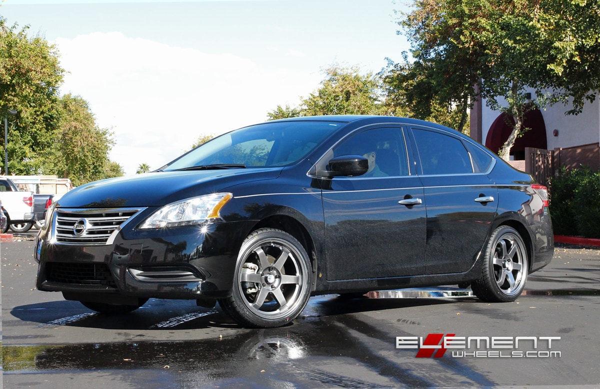 18x8 Avid AV06 Hyperblack on 2015 Nissan Sentra w/ Specs
