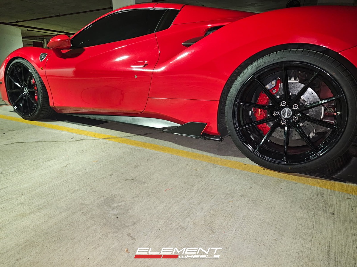 21x9 | 21x12.5 Staggered Element Forged MS-2 Gloss Black (Full Forged) on 2016-2021 Ferrari 488
