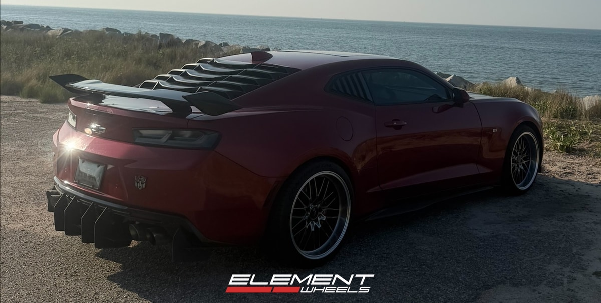 20x10.5 | 20x11 Staggered Ace Alloy AFF04 Black Chrome w/ Machined Lip (Flow Formed) on 2016-2025 Chevrolet Camaro