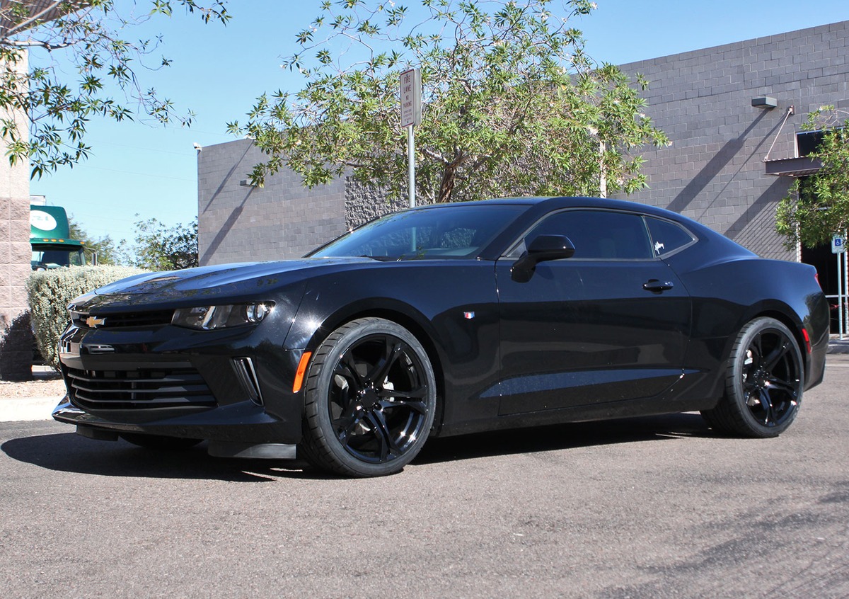 20 inch Staggered MRR 017 Camaro 1LE Replica Wheels Gloss Black on a 2017 Chevy Camaro SS w/ Specs