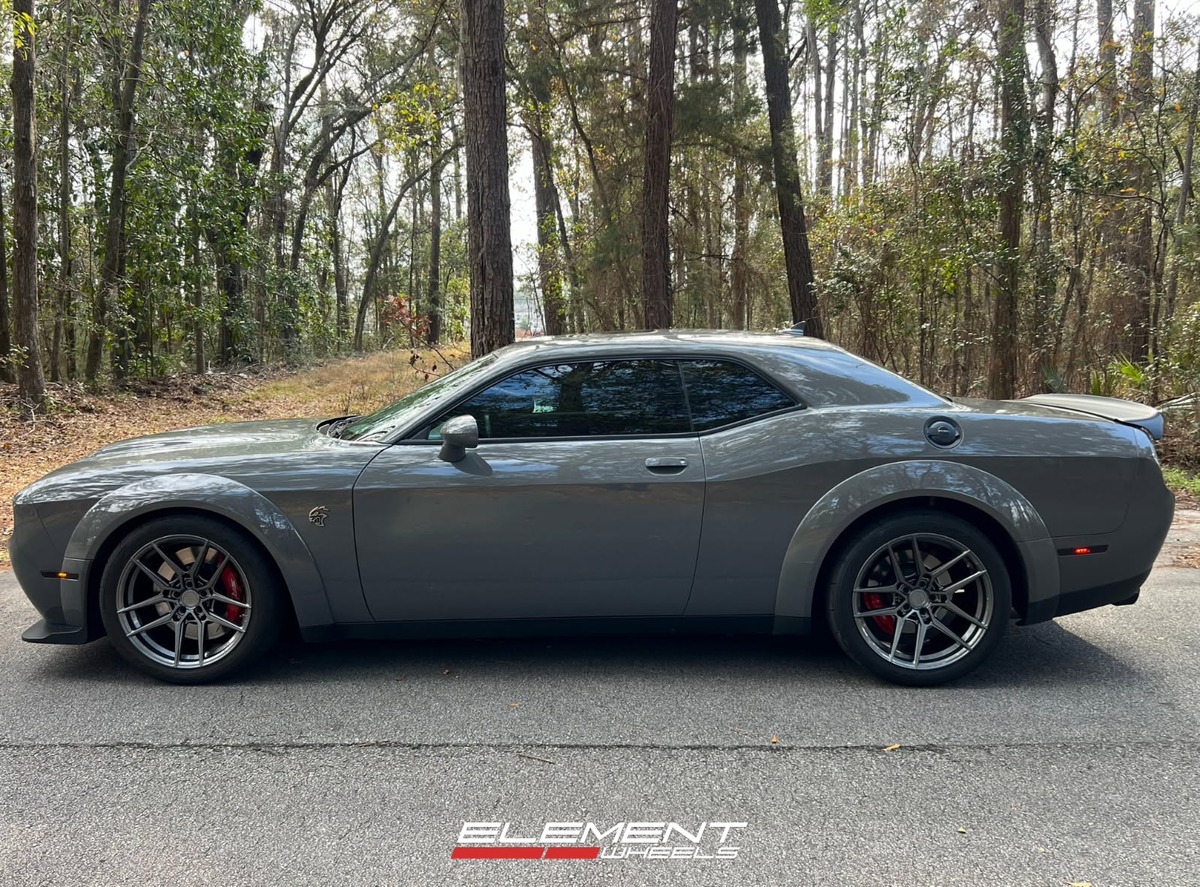 20x11 Variant Helium Gloss Gunmetal (Cold Forged)   on 2018-2025 Dodge Challenger OEM Widebody