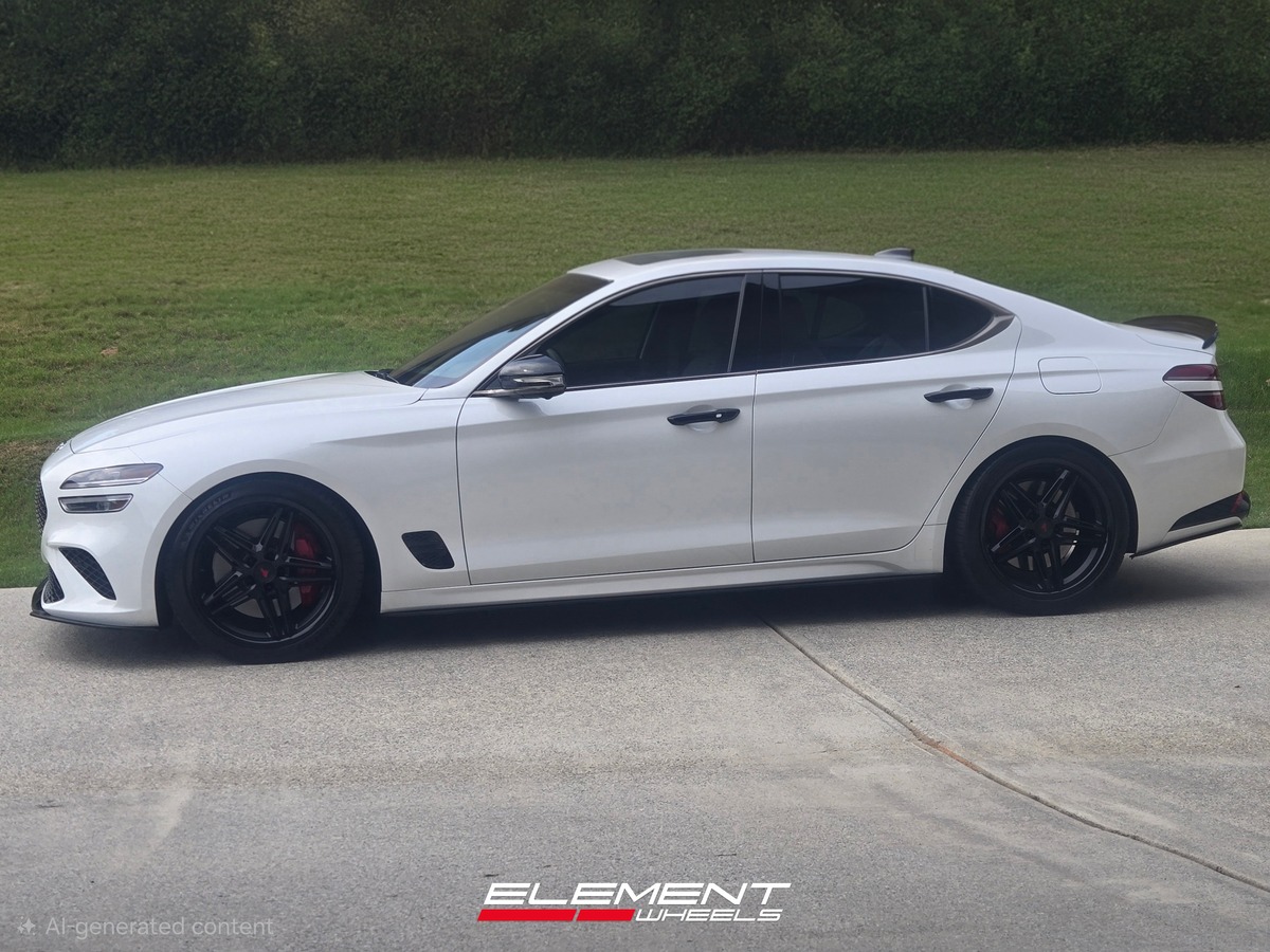 19x8.5 | 19x9.5 Staggered Ferrada CM1 Matte Black w/ Gloss Black Lip on 2019-2025 Genesis G70