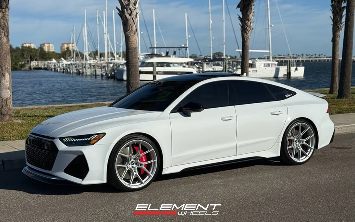 22x10.5 Element Forged SF-2 Gloss Silver (Full Forged) on 2021-2025 Audi RS7