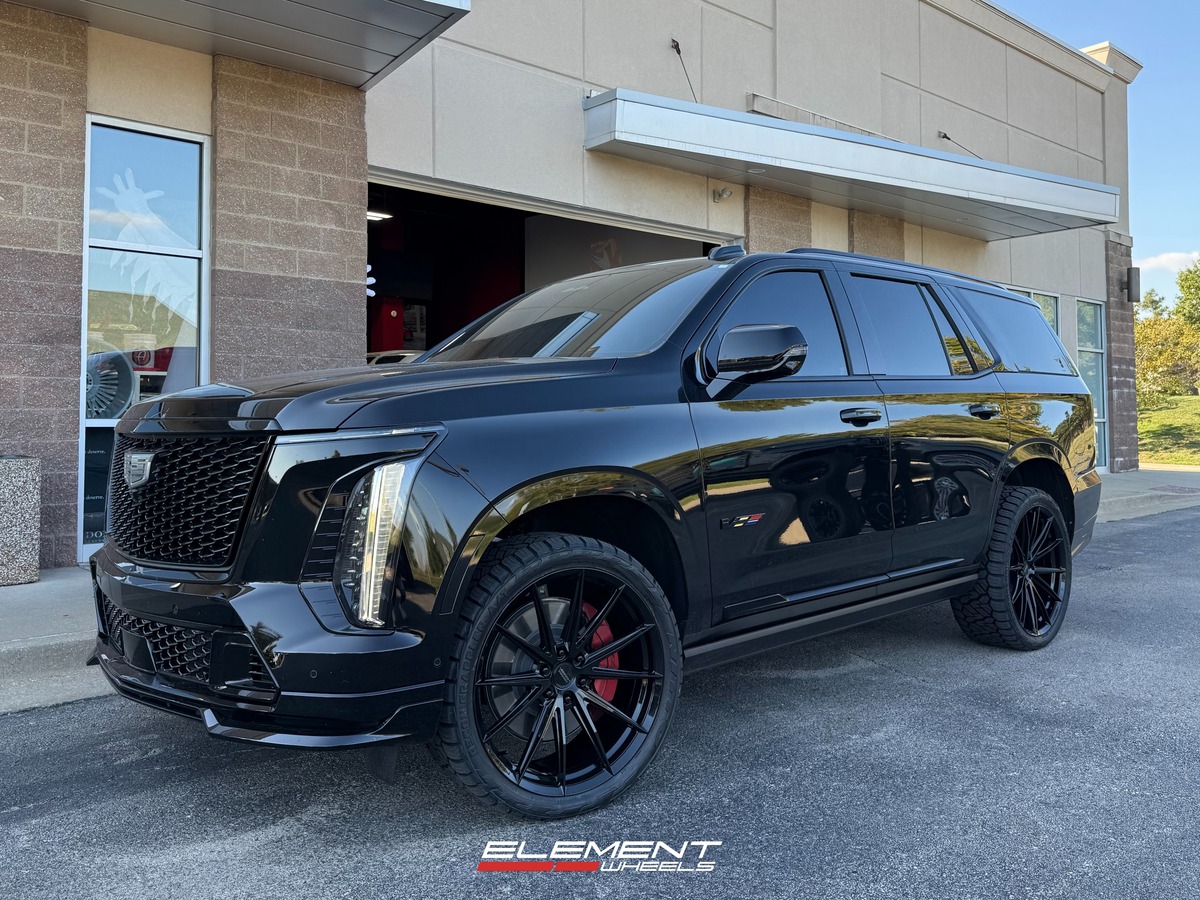 24x10 Vossen HFX-2 Gloss Black (Hybrid Forged) on 2021-2025 Cadillac Escalade