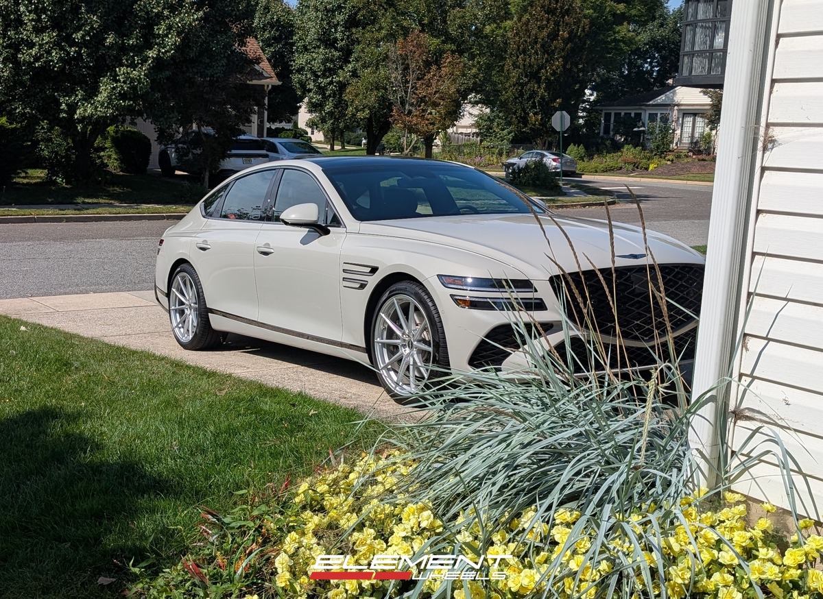 20x8.5 | 20x9.5 Staggered Element Forged MS-2 Gloss Silver (Full Forged) on 2021-2025 Genesis G80