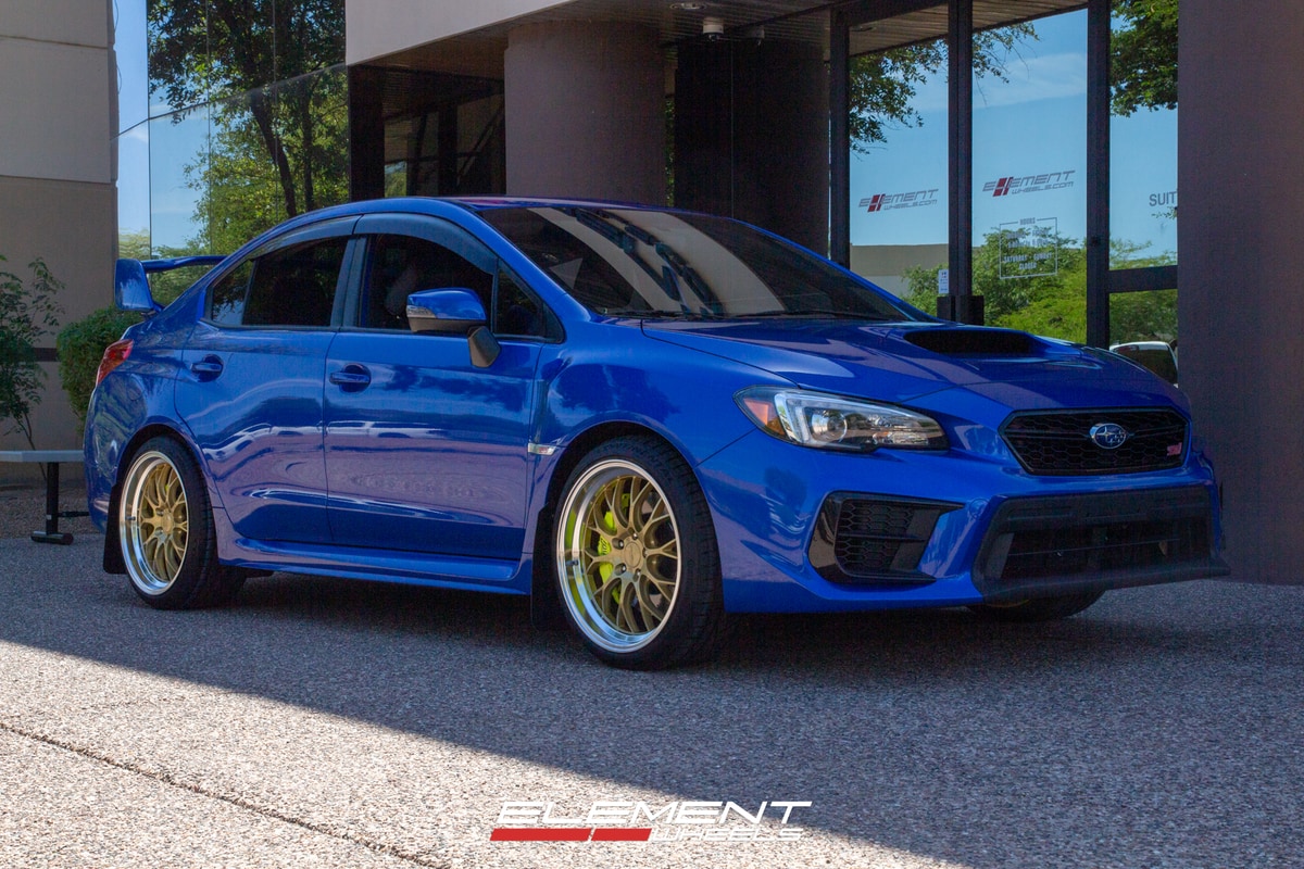 19 Inch Ace Alloy AFF10 in Gold W/ Machined Lip on a 2019 Subaru STI