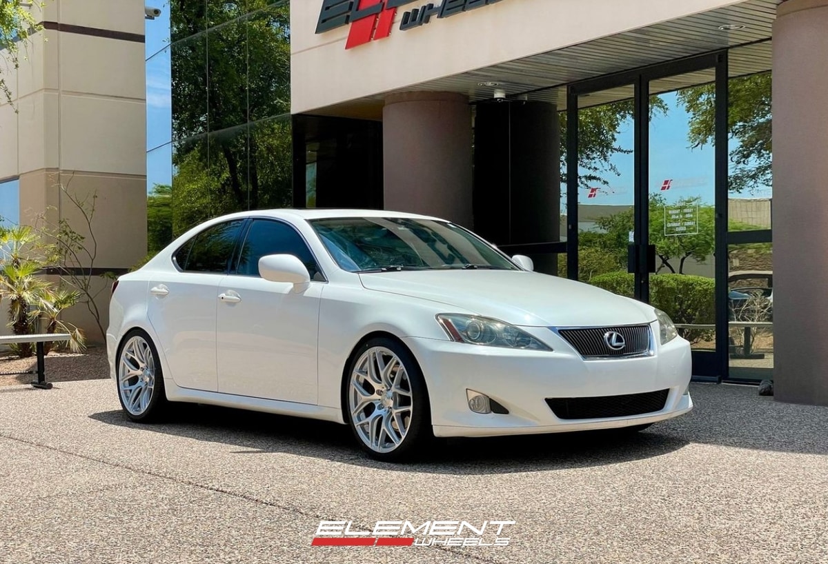 19 Inch Staggered MRR GF9 in Machine Silver on a 2006 Lexus IS350