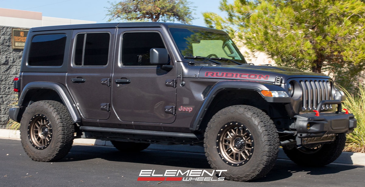 17 inch ICON Alpha Bronze on a 2018 Jeep Wrangler JL