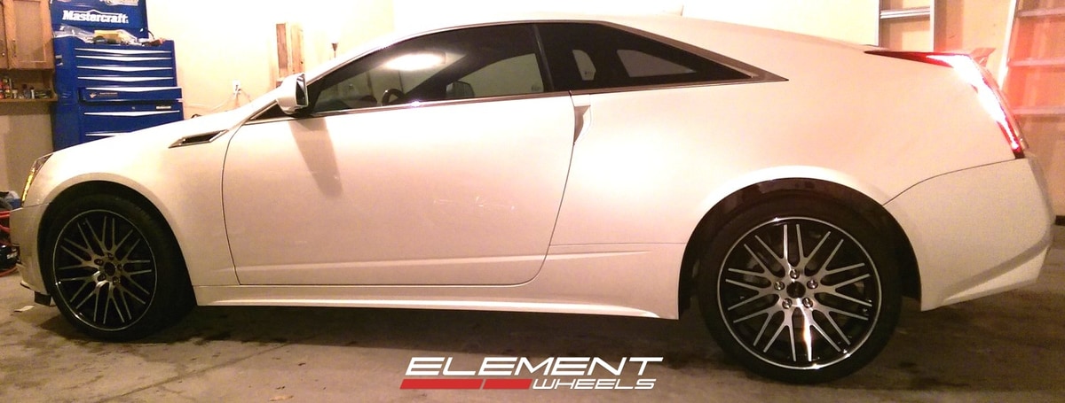 20 inch Staggered Black Di Forza BM-4 Black Machined on 2011 Cadillac CTS Coupe w/ Specs