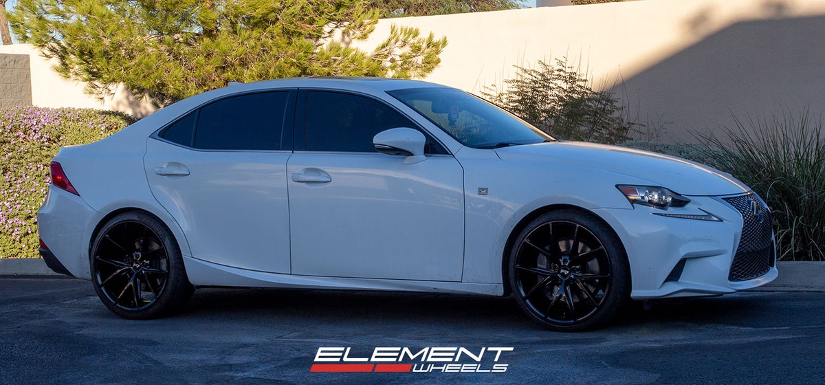 20 inch Staggered Niche Misano Gloss Black M119 on a 2014 Lexus IS350 RWD
