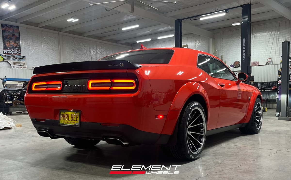 20 inch Ferrada CM2 in Gloss Black Machined w/ Chrome Lip on a 2022 Dodge Challenger (Factory Widebody)
