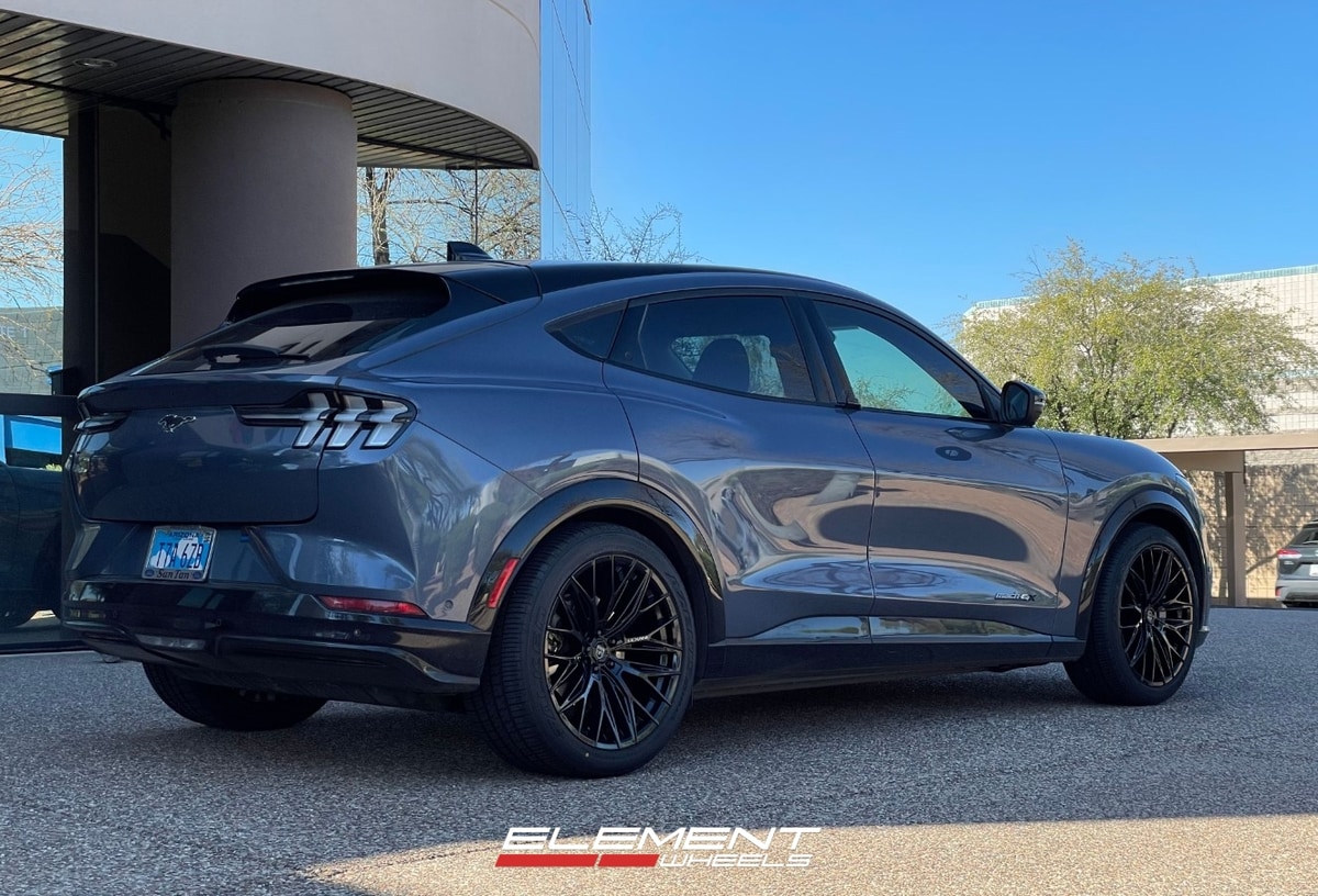 20 inch Staggered Lexani Aries in Full Gloss Black on a 2021 Ford Mustang Mach E AWD