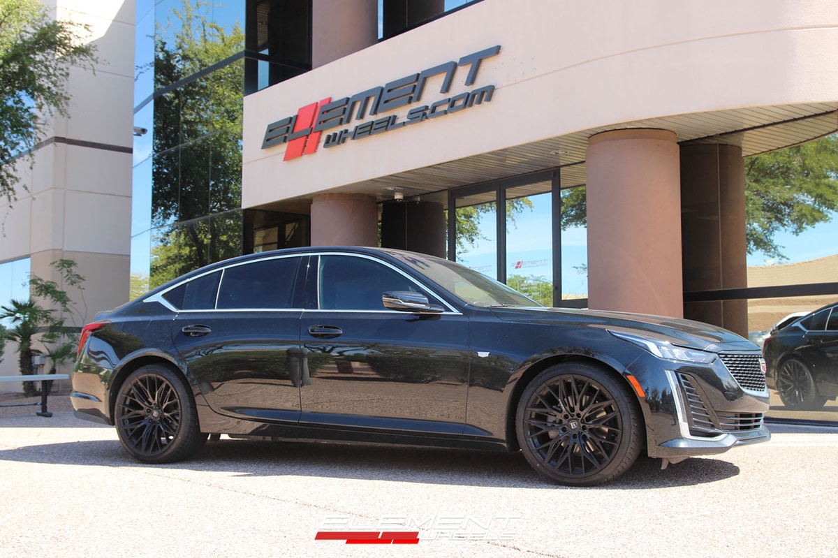 20 inch Staggered Lexani Aries Full Gloss Black on a 2020 Cadillac CT5 Sedan