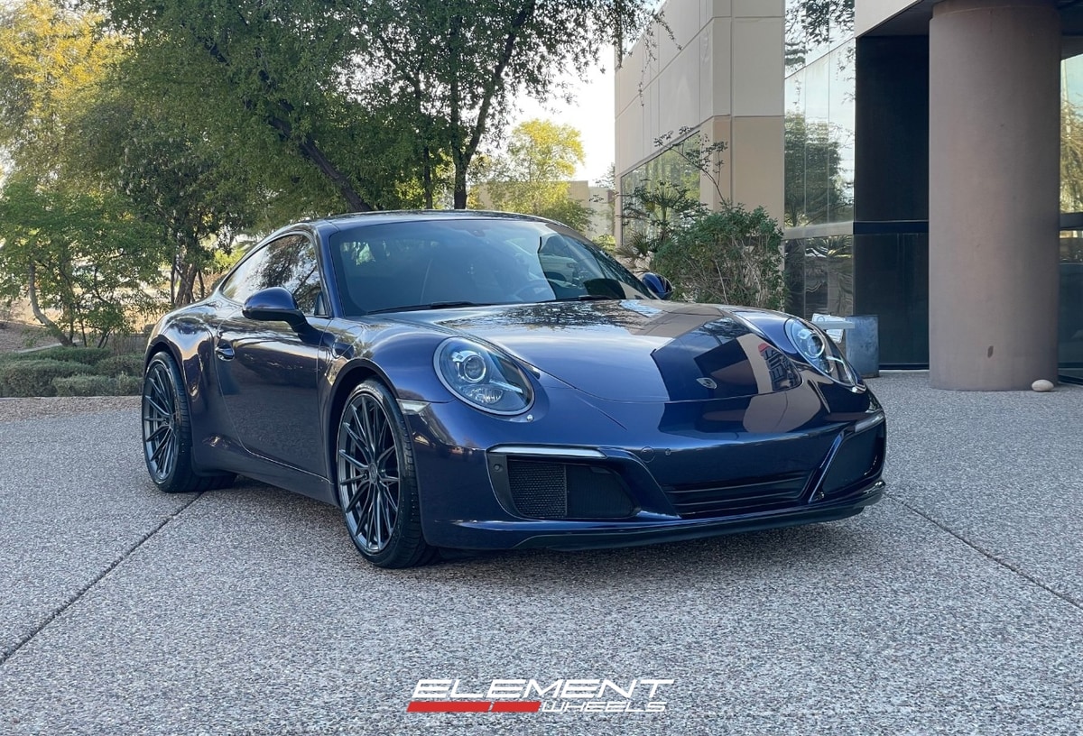 20 Staggered Variant Rian in Gloss Gunmetal on a 2017 Porsche 911 Carrera 991