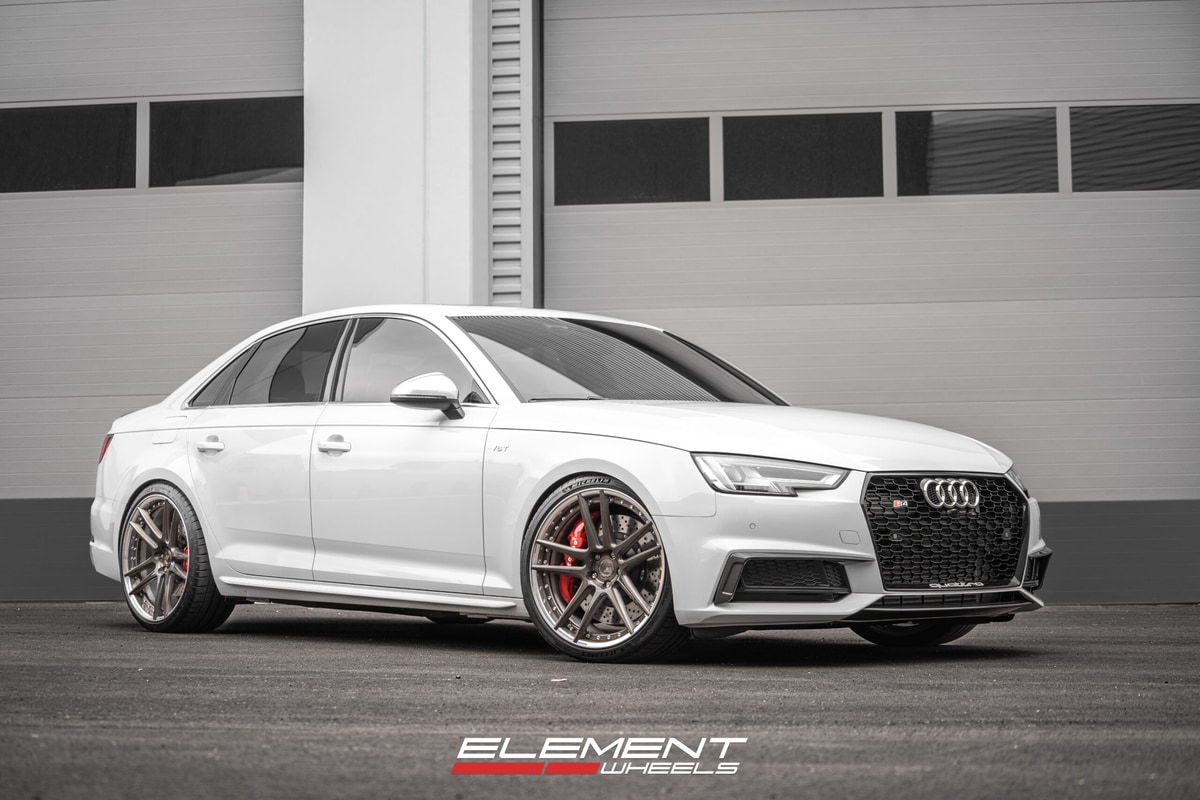 20 inch BC Forged HNR5S Brushed Black w/ Polished Lips on a Lowered 2018 Audi S4