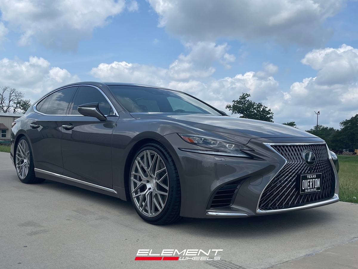 Staggered 21 inch Rohana RFX10 in Brushed Titanium on a 2018 Lexus LS 500