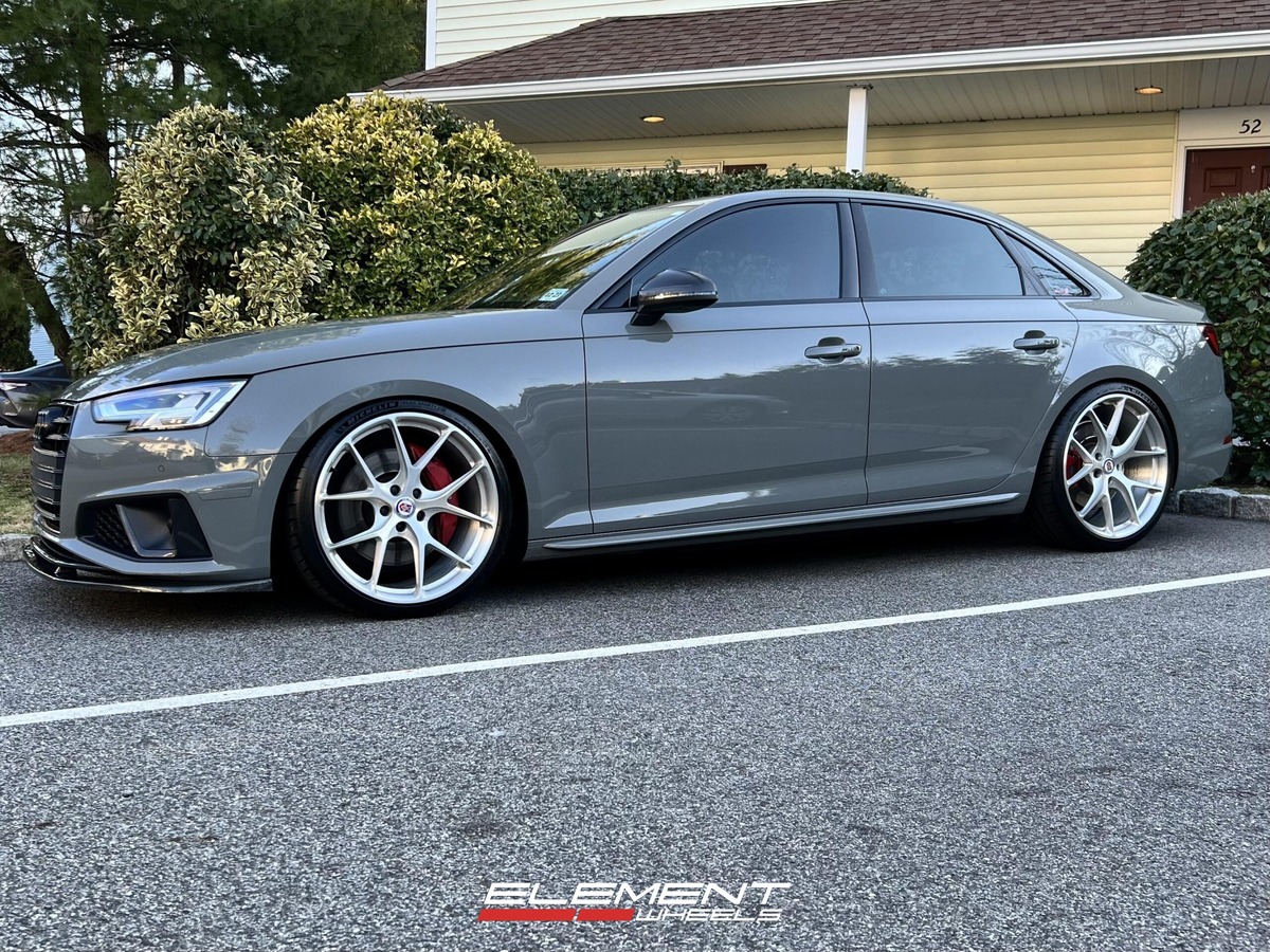 20 inch HRE P101 Liquid Silver on a Lowered 2019 Audi S4