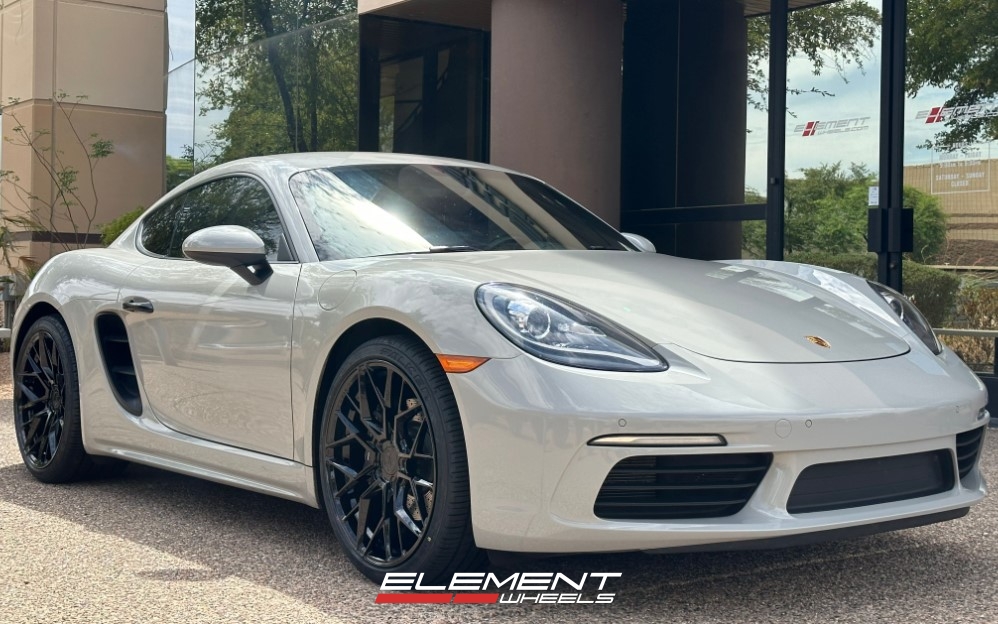 Staggered 20 inch Variant Radon Gloss Black on a 2018 Porsche Cayman