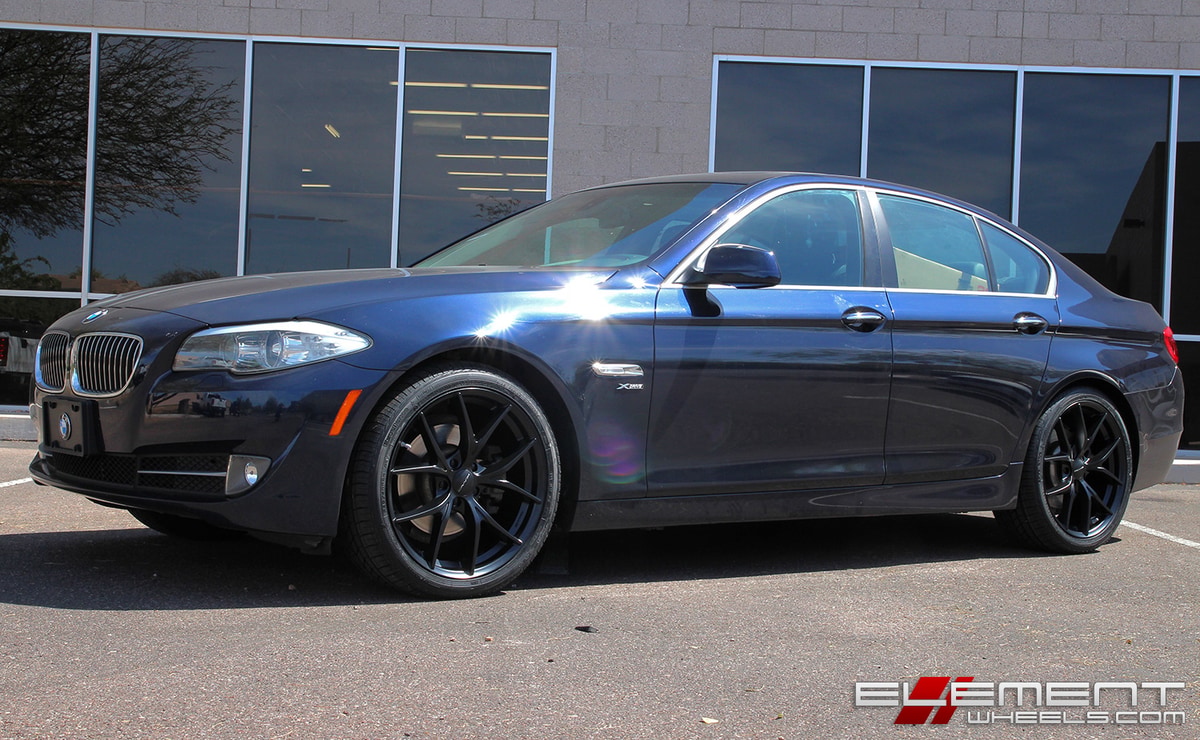 20 inch KMC KM694 Wishbone Satin Black on 2012 BMW 528i X Drive w/ Specs